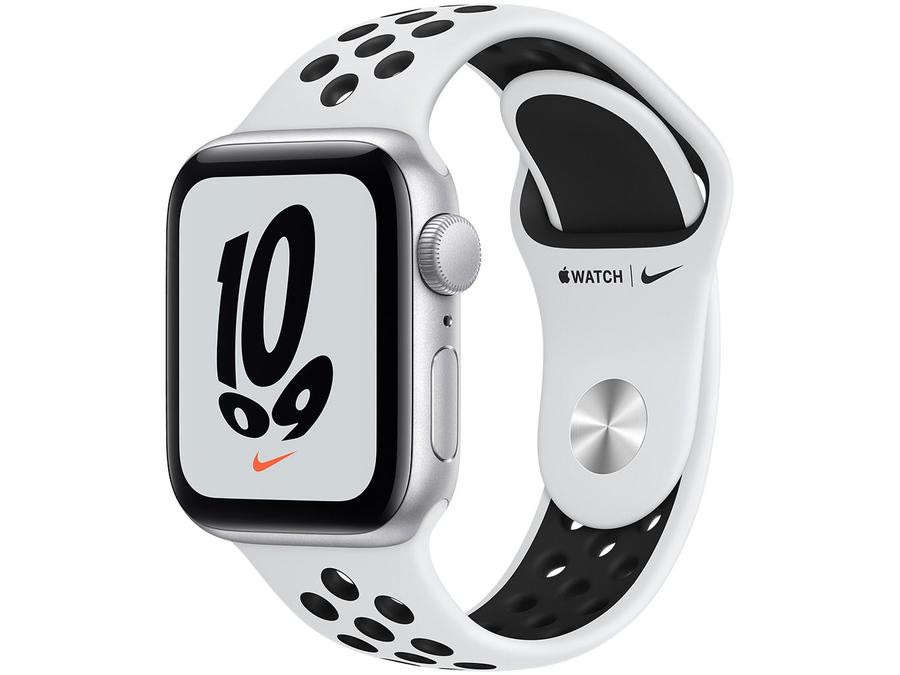 Apple Watch Nike SE 40mm GPS Caixa Prateada - Alumínio Pulseira Esportiva Platina/Preta