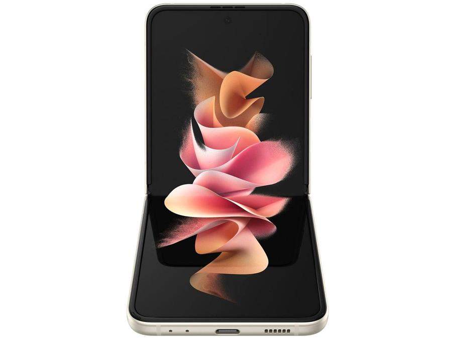 Smartphone Samsung Galaxy Z Flip3 128GB Creme - 5G 8GB RAM Tela 6,7" Câm. Dupla + Câm Selfie 10MP