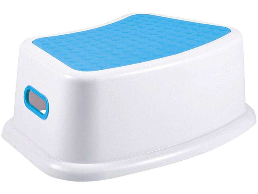 Degrau Infantil Antiderrapante Branco e Azul - KaBaby New Style