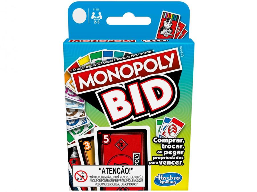 Jogo Monopoly Bid Gaming Hasbro 110 Cartas -