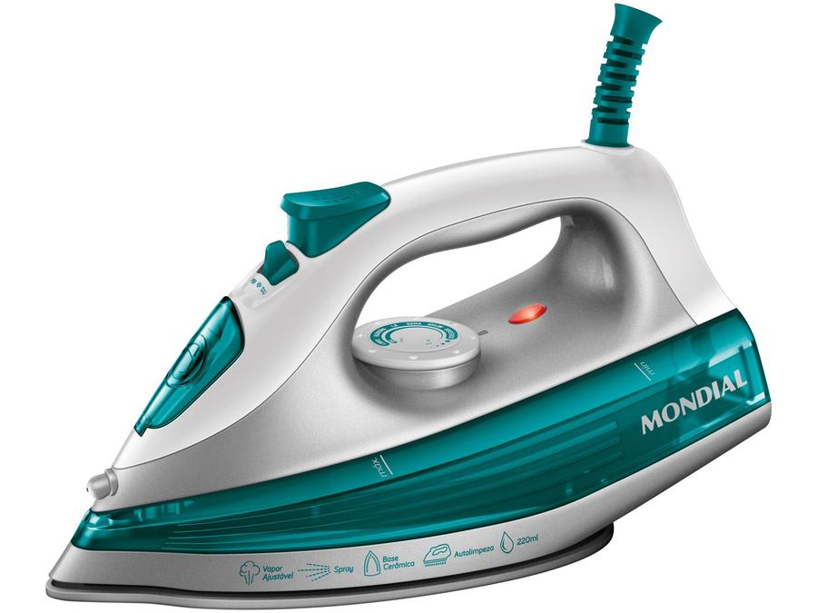 Ferro de Passar Roupa a Vapor Mondial - Lar FVN-01-G Branco e Verde