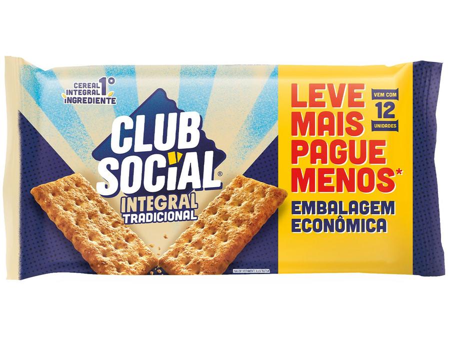 Biscoito sem Recheio Integral Tradicional - Club Social 24g Cada 12 Unidades
