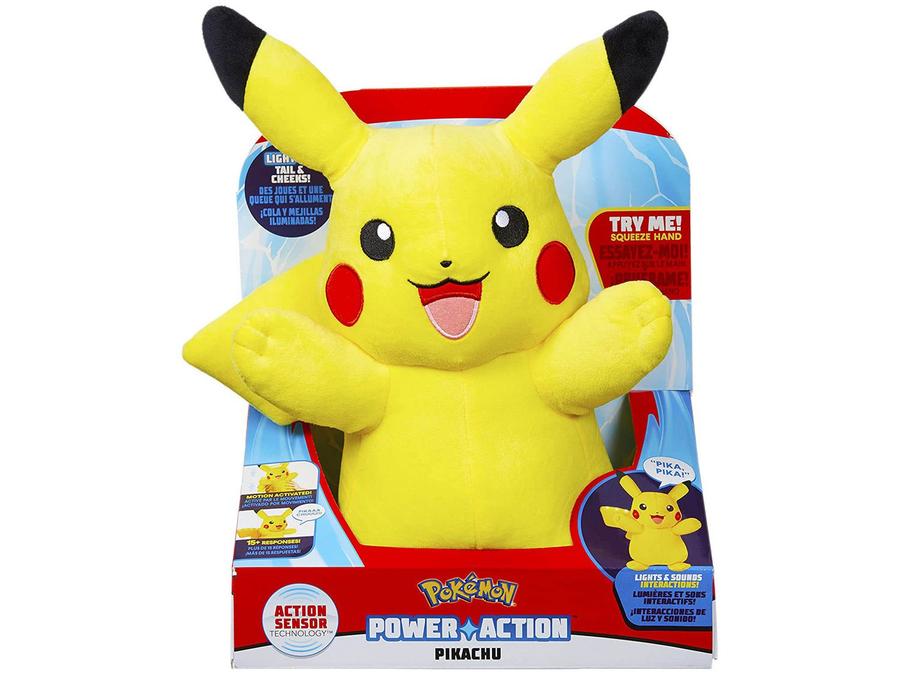 Pelúcia Pokémon Jazwares Power Action Pikachu - Emite Som Sunny Brinquedos