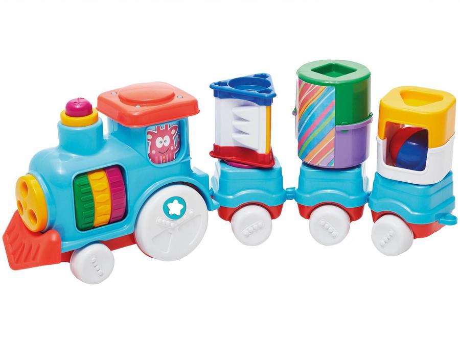 Brinquedo Educativo Trenzinho 3030 - Anima Trem Blocks Tatetu 7 Peças