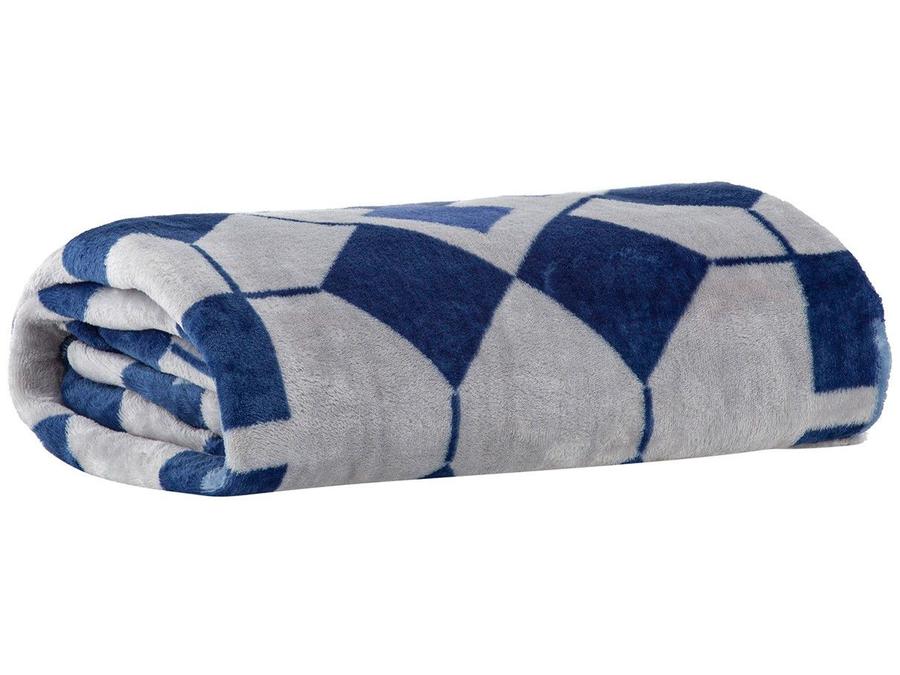 Cobertor Casal Jolitex Poliéster Azulejo - Azul e Branco