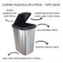 Imagem de 02 Lixeiras Cesto 9 L Click Label Coz. E Banheiro Tipo inox