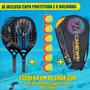 Imagem de 02 Raquetes Beach Tennis Carbono 3K Profissional + 06 Bolas