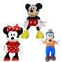 Imagem de 03 Brinquedos Pelucia Mickey Minnie e Pateta 45cm Antialergico Bordado