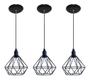 Imagem de 03 Lustres Luminaria Pendente Aramado Diamante Retrô Ideal para lâmpadas de Filamento