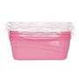 Imagem de 03 Pote Hermetico Retangular Para Alimentos Freezer E Microondas 1000ml Colors - Lp House