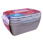 Imagem de 03 Pote Hermetico Retangular Para Alimentos Freezer E Microondas 1000ml Colors - Lp House