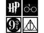 Imagem de 04 Quadro Decorativo Enfeite Harry Potter Preto Vazados