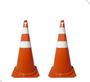 Imagem de 05 Cones de 75 cm em PVC rigido Laranja e Branco envio imediato.