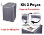 Imagem de 1 Capa De Máquina Lavar Impermeável (10 A 12kg) E 1 de Tanquinho - C/ Zíper e Ajustável CINZA