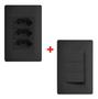 Imagem de 1 Tomada Tripla 20A + 1 Interruptor Triplo Habitat Black - Fame