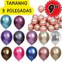 Imagem de 10 Balão Bexiga Cromado, Balões 9 Polegadas Pacote De 10 Unds, Balão Metalizado Brilhante