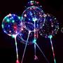 Imagem de 10 Balão Bubble LED Transparente Com Bastão Haste FESTA
