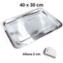 Imagem de 10 Bandejas Inox Rasa Retangular 30 X 40 Servir-Kit 10 Peças