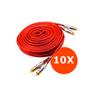 Imagem de 10 Cabos RCA Prime Plug Metal 5MM Transparente Vermelho 5M Cobre