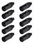 Imagem de 10 Conector Xlr Canon Macho Mic Dmx Preto Lu71226bk Luminos