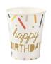 Imagem de 10 Copos de Papel Happy Birthday Confetes 270 ml Silver Festas - Inspire sua Festa Loja