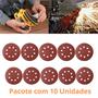 Imagem de 10 Discos de Lixa 8 Furos Grão 150 Autocolante 125mm Para Polir Ferro Metal Madeira e Massa