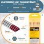 Imagem de 10 Eletrodo de Tungstênio 2,4 mm com 2,0% de Tório Ponta Vermelha Vonder para Solda TIG AWS A5.12 com 150 mm