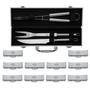 Imagem de 10 Kits Churrasco Inox - Garfo - Faca - Pegador