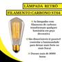 Imagem de 10 Lâmpada Filamento de Carbono Retrô ST64 Galaxy 40w 127v 220v Vintage 2400K Amarelo Âmbar Dimerizável