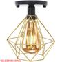 Imagem de 10 Lustres Teto Plafon Industrial Aramado Diamante Dourado Retrô Luminária Vintage Preto Agp Ilumini