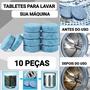 Imagem de 10 Pastilhas Limpa e Desinfeta Máquina De Lavar Roupas Elimina Ácaros Bactérias