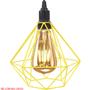 Imagem de 10 Pendentes Aramado Diamante Luminária Lustre P Teto Retrô Vintage Industrial Balcão Amarelo