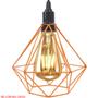 Imagem de 10 Pendentes Aramado Diamante Luminária Lustre P Teto Retrô Vintage Industrial Balcão Laranja