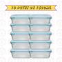 Imagem de 10 Potes Canelado Retangular Fit Lancheira Resistente 1520ml