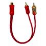 Imagem de 100 Cabos Y Rca 2 Macho 1 Femea Cristal Matte Vermelho