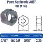 Imagem de 100 Porca Sextavada Ferro Zincada 3/16" X 24F Rosca Grossa