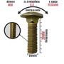 Imagem de 100 Un Parafuso Frances Aço M08 x 30 Cabeça Redonda Amarelo