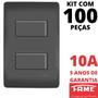 Imagem de 100un Interruptor Paralelo Three Way 2 Teclas 10A Com Placa 4x2 Habitat Black FAME