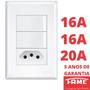 Imagem de 10un Interruptor Paralelo Three Way 2 Teclas 16A e Tomada Padrão 2P+T 20A Com Placa Evidence FAME