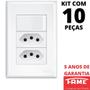Imagem de 10un Interruptor Simples 16A e Tomada Dupla Padrão 2P+T 20A Com Placa Evidence FAME