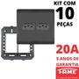 Imagem de 10un Tomada Padrão Dupla 2P+T 20A 4X4 Com Placa Habitat Black FAME