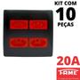 Imagem de 10un Tomada Padrão Quadrupla 2P+T 20A 4X4 Vermelha Com Placa Habitat Black FAME