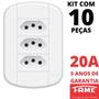 Imagem de 10un Tomada Padrão Tripla 2P+T 20A Com Placa Blanc Mais FAME