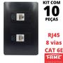 Imagem de 10un Tomada Rede RJ45 CAT 6E 8 Vias Dupla Com Placa Habitat Black FAME