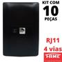Imagem de 10un Tomada Telefone RJ11 4 Vias Com Placa Habitat Black FAME
