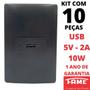 Imagem de 10un Tomada USB Bivolt 15W 5V 3A Com Placa Habitat Black FAME