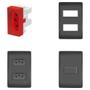 Imagem de 10un Tomadas Interruptores Com Placa 4x2 Habitat Black FAME
