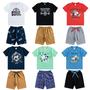 Imagem de 12 Artigo Roupas Infantil Crianças Menino de Verão Calor com 6 Bermudas e 6 Camisetas Manga curta