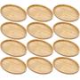 Imagem de 12 Bandejas de Bambu 28cm Plasvale Travessa Petisqueira Oval Multiuso Servir Decorar