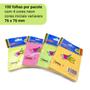 Imagem de 12 Blocos Adesivos Sticky Notes 1200 Fls Neon Liso 76x76mm